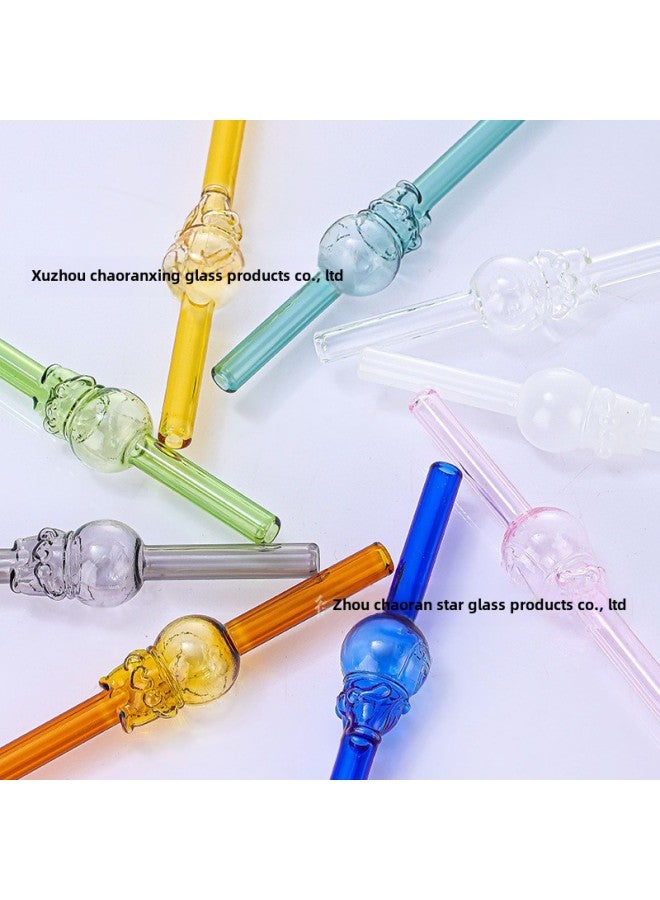 Colorful Cartoon High Borosilicate Glass Creative Straws Wholesale BPA Free Eco Friendly Drinking Straws For Party And Events-Color:white Jade - Image 5