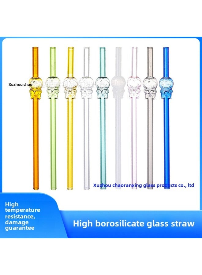 Colorful Cartoon High Borosilicate Glass Creative Straws Wholesale BPA Free Eco Friendly Drinking Straws For Party And Events-Color:white Jade - Image 2
