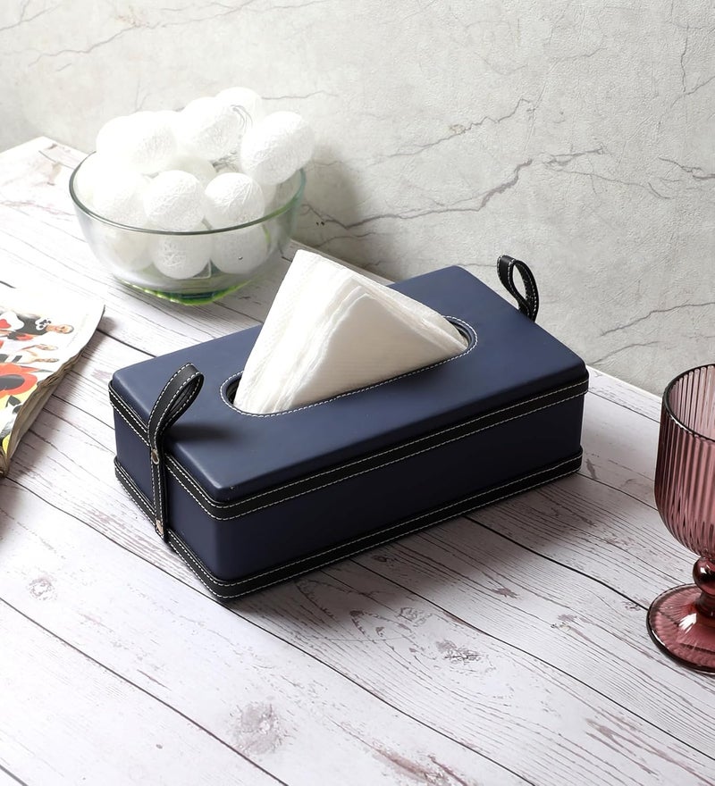 AKWAY Modern Leatherite Tissue Box Cover Facial Tissue Box Holder Napkin Dispenser Box for Bathroom Home Office and Restaurant Blue - Image 4
