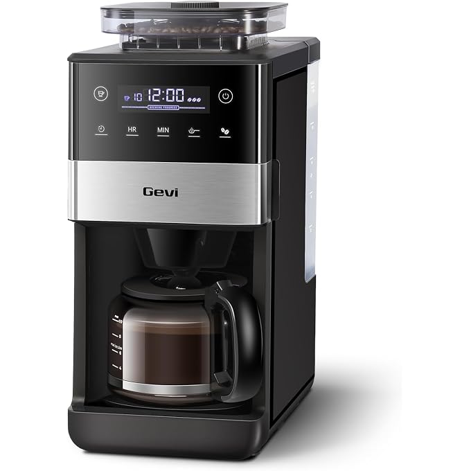 Gevi 10-Cup Grind & Brew Coffee Maker, Touch Screen, Programmable Brew | All-In-One 10-Cup Coffee Maker With Built-In Grinder & Glass Carafe, 90-Min Warm Plate, Reusable Filter, 1.5L Tank - Image 1