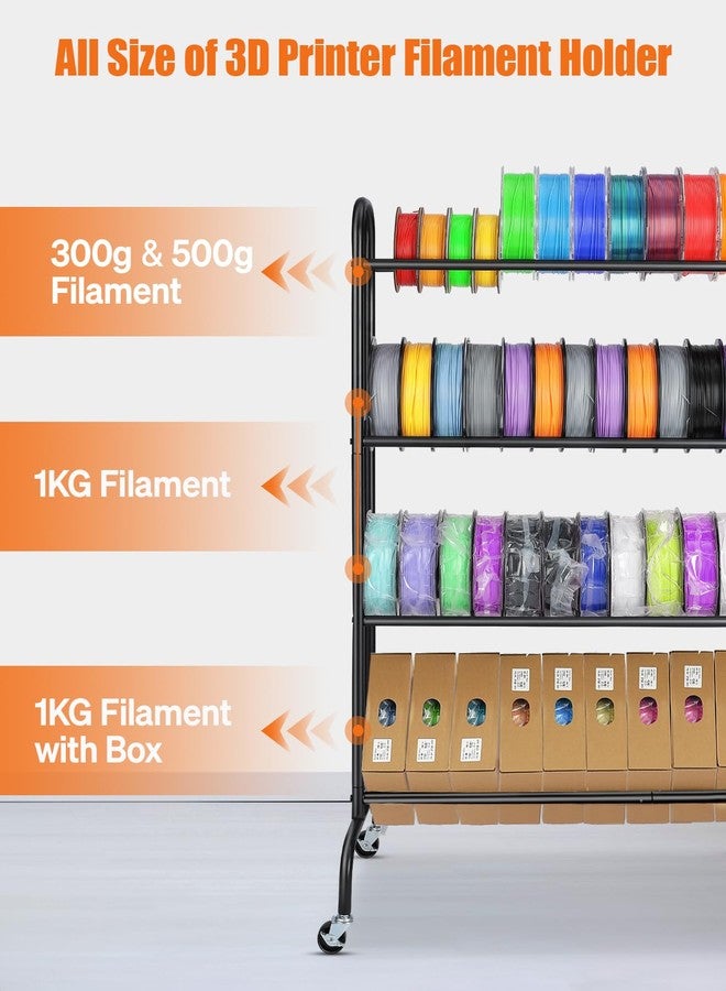 AHOWPD 3D Printer Filament Storage Rack - 4 Tier Heavy Duty Metal Shelf Filaments Spool Holder for PLA/ABS/TPU, Organized for 3D Printing Studio, Office Workshop - Image 2