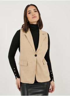 Take Two Solid Pocket Detail Sleeveless Blazer  - Image 1