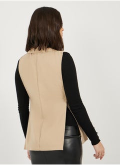 Take Two Solid Pocket Detail Sleeveless Blazer  - Image 4