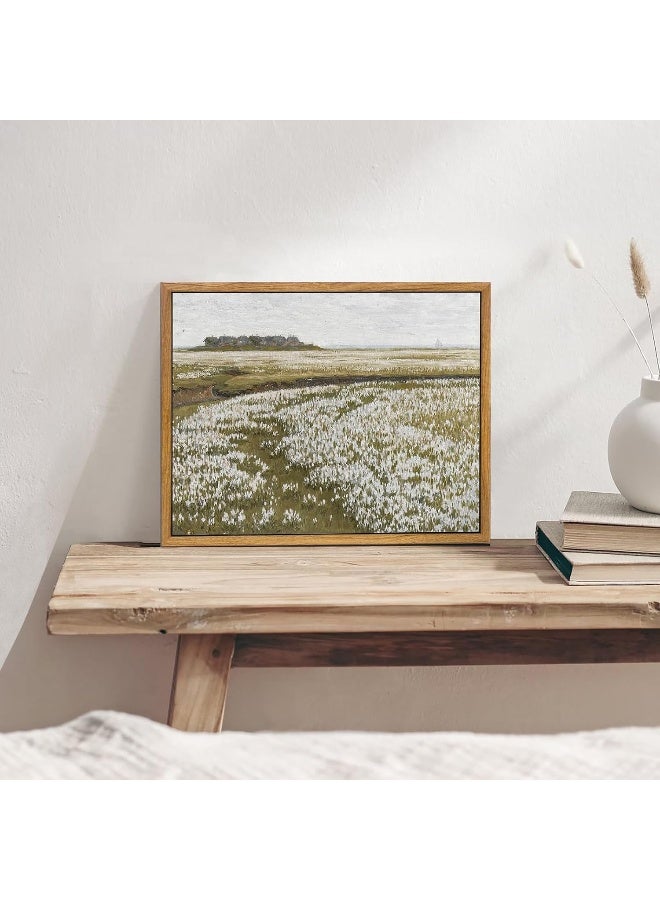 KBKBART Framed Vintage Wall Art Prints, Retro Countryside Flower Field Nature Wilderness Canvas Painting - Image 3
