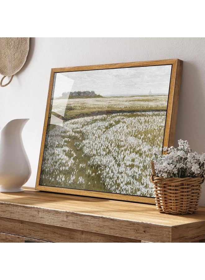 KBKBART Framed Vintage Wall Art Prints, Retro Countryside Flower Field Nature Wilderness Canvas Painting - Image 4