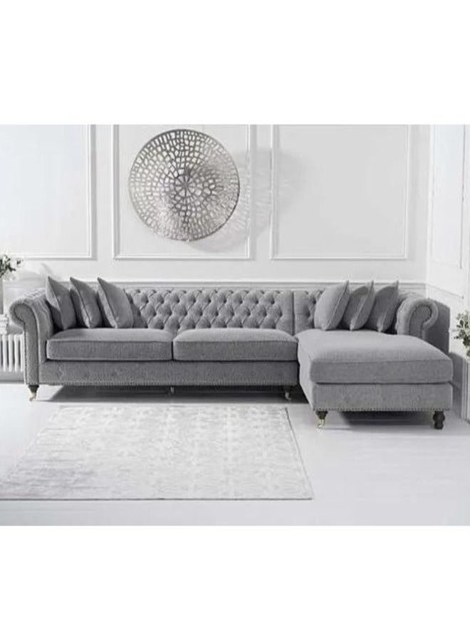 Maharat Al Bahar Regal Modern Luxury Fabric Sofa Set 7 Seaters Grey 260X90X80cm  - Image 1