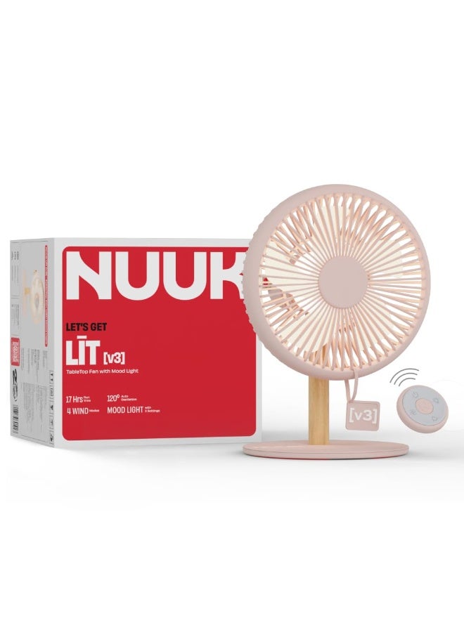 NUUK LIT v3 | Rechargeable Fan | 3 Mood Light Settings | 6000mAh Battery | Up to 17 hrs Run time | Magnetic Remote | Ultra-silent BLDC Motor | 120 Auto Oscillation | Type - C Charging - Image 1