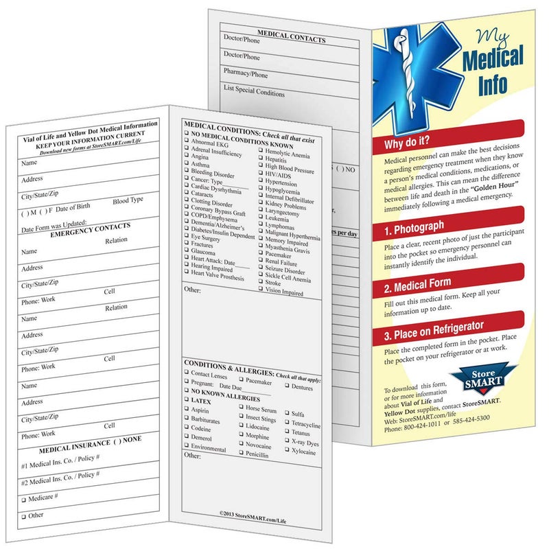 SMART+ StoreSMART - Vial of Life Medical Info Pocket - Magnetic Back - 10-Pack - for Refrigerator, Locker, Filing cabinets - VHTSM-10 - Image 3