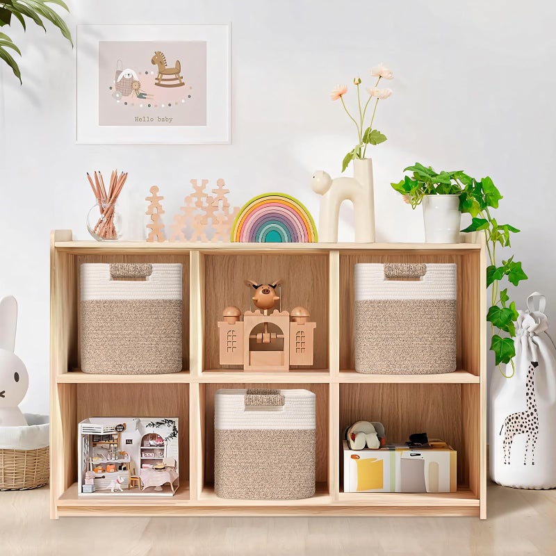 Degeyoyo 11 Inch Storage Cubes, 3 Pack Cube Storage Bins for Organizing, Cotton Rope Woven Baskets for Shelves, Bathroom, Kids Room, Closets, Baby Nursery - Image 2