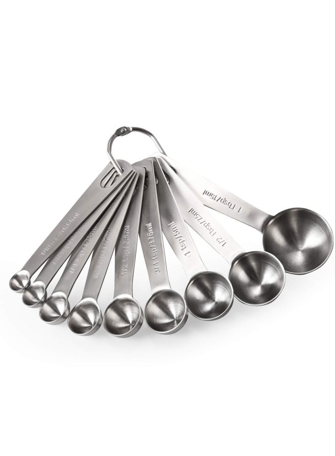 UTaste Measuring Spoons UTaste 188 Stainless Steel Measuring Spoons Set of 9 Piece 116 TSP 18 TSP 14 TSP 13 TSP 12 TSP 34 TSP 1 TSP 12 tbsp 1 tbsp Dry and Liquid Ingredients - Image 1