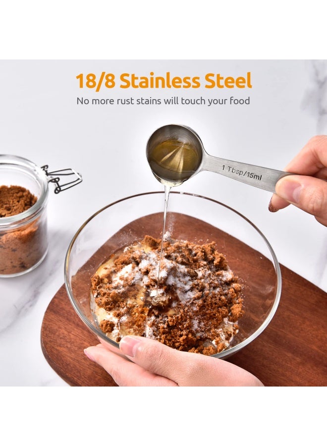 UTaste Measuring Spoons UTaste 188 Stainless Steel Measuring Spoons Set of 9 Piece 116 TSP 18 TSP 14 TSP 13 TSP 12 TSP 34 TSP 1 TSP 12 tbsp 1 tbsp Dry and Liquid Ingredients - Image 3