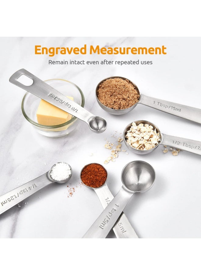 UTaste Measuring Spoons UTaste 188 Stainless Steel Measuring Spoons Set of 9 Piece 116 TSP 18 TSP 14 TSP 13 TSP 12 TSP 34 TSP 1 TSP 12 tbsp 1 tbsp Dry and Liquid Ingredients - Image 4