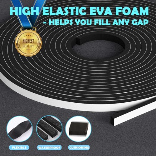 Bantie 33FT EVA Weather Stripping Soundproof Foam Insulation Tape with Adhesive Foam Weatherstripping Door Seal Weather Strip for Door Frame/Window/Gaps Sound Proof - Image 4