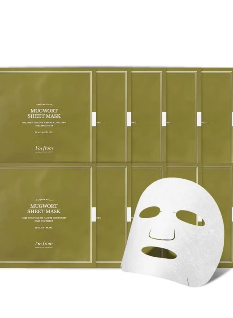I'm From, Mugwort Sheet Mask, 10 Sheet, 0.67 fl oz (20 ml) - Image 1