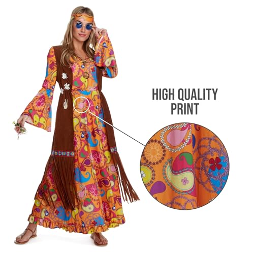 Morph Hippie Costume Women, 70s Costume For Women, 70s Long Dress, Womens 60s Halloween Costumes, Womens Halloween Costumes, Large - Image 3