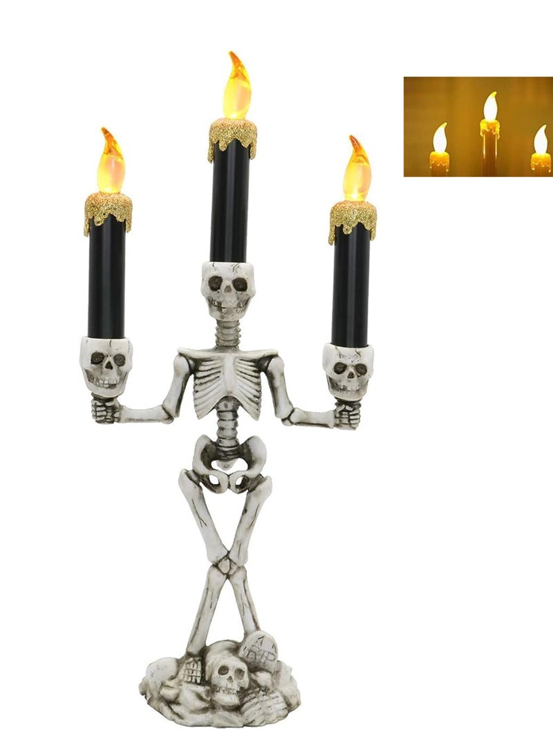 Candle Light Candle Candelabra Lamp with LED Flameless Battery for Party Home Gathering and Haunted House Decoration Halloween (Yellow) - Image 1