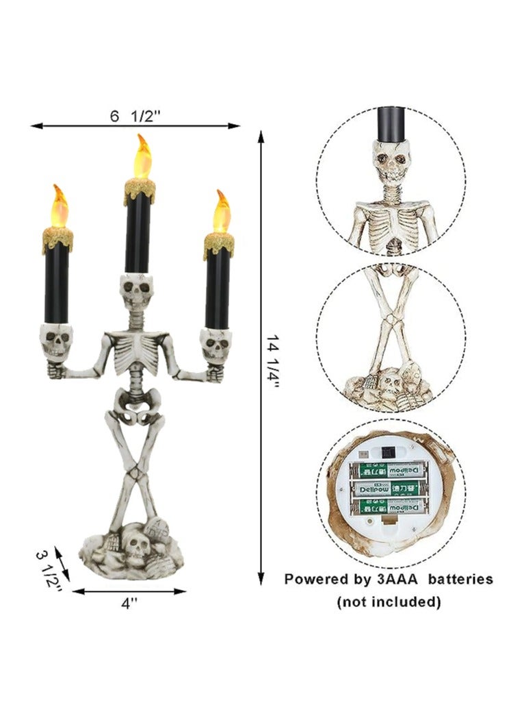 Candle Light Candle Candelabra Lamp with LED Flameless Battery for Party Home Gathering and Haunted House Decoration Halloween (Yellow) - Image 2