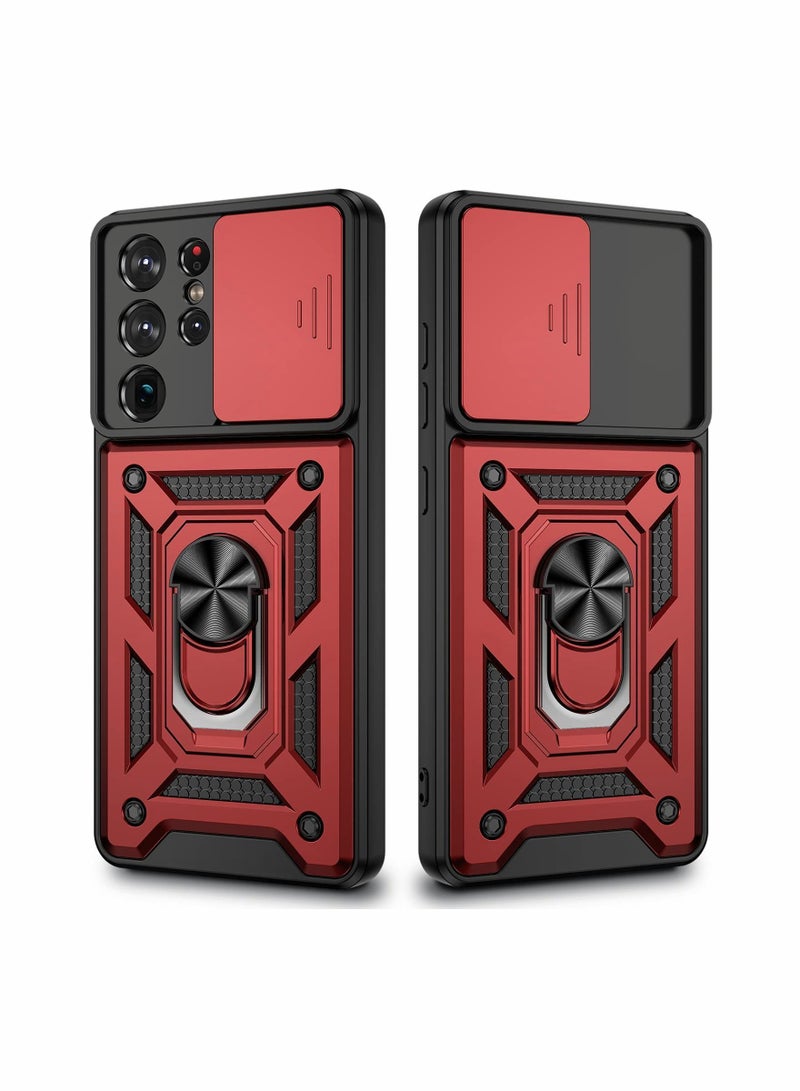 Y&D Phone Case Compatible for Galaxy S21 Ultra with 5G Kickstand Slide Camera Cover Built-in 360° Rotate Ring Stand Magnetic 6.8 Inch - Image 1