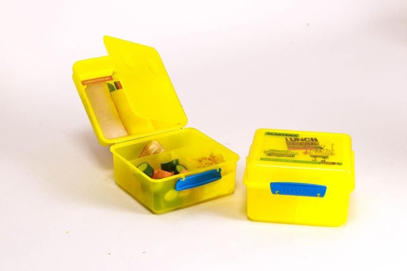 Genaric PLASTEMA 2 Tier Square Lunch Box for Adults and Kids - yellow Divided 4 in 1 Leakproof Microwave/Freezer/Dishwasher Safe - 2L - BPA - Triangle 5