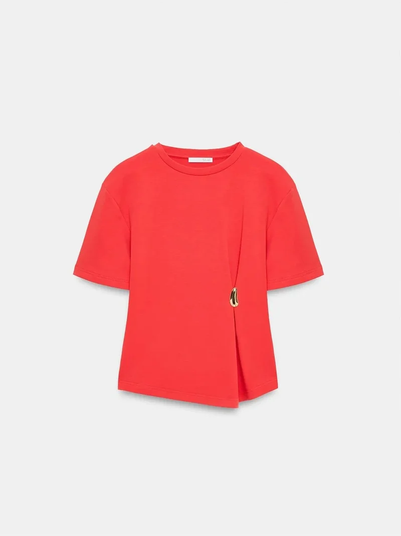 Dilvin DILVIN Women's Crew Neck Short-sleeve Jersey T-shirt