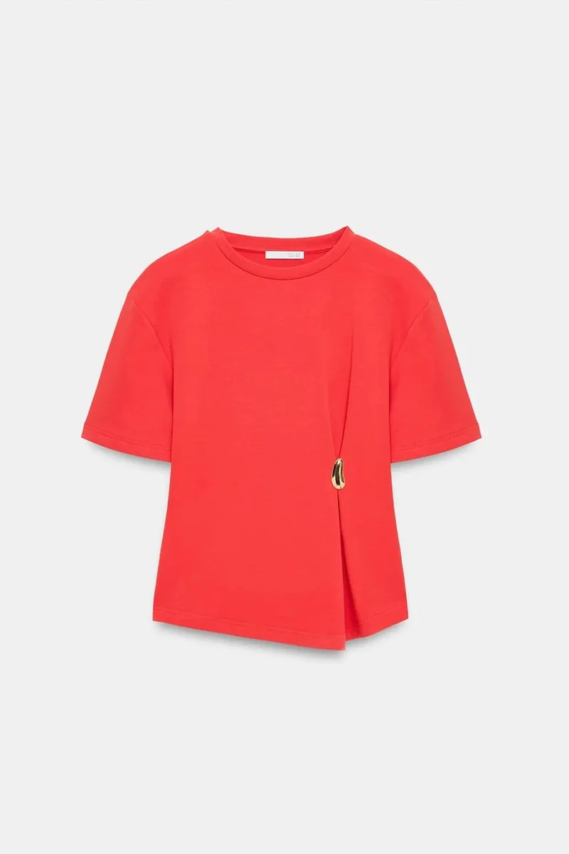 DILVIN Women's Crew Neck Short-sleeve Jersey T-shirt