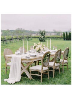 QueenDream QueenDream 10 Pieces 10Ft Chiffon Table Runners White Sheer Rustic Wedding Table Runner Elegant Bridal Party Decorations 27x120 Inches  - Image 4