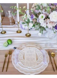 QueenDream QueenDream 10 Pieces 10Ft Chiffon Table Runners White Sheer Rustic Wedding Table Runner Elegant Bridal Party Decorations 27x120 Inches  - Image 3