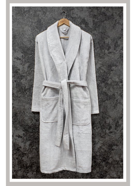 100% Cotton Shawl Loop Bathrobe M Silver Basic