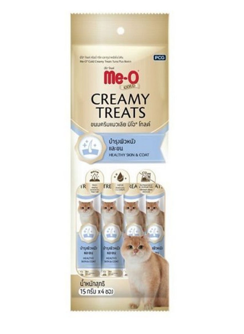 Me-O Gold Creamy Treats Tuna Healthy Skin And Coat Cat Treat 4 X 15 G - Image 1