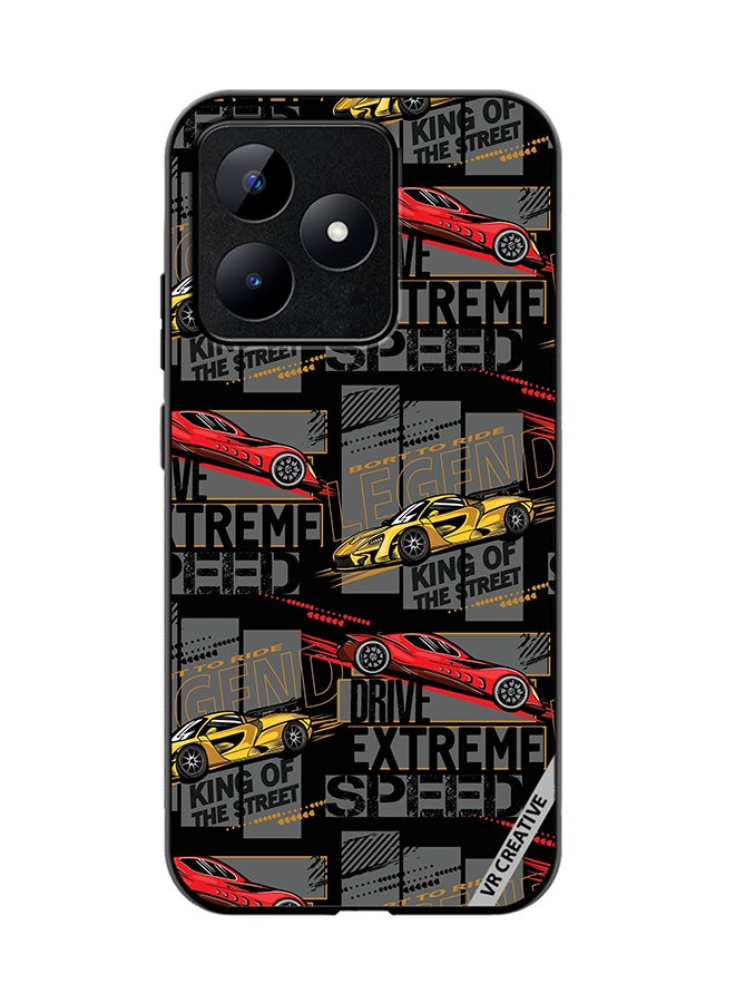 VR CREATIVE Protective Case Cover For Realme C53 Abstract Seamless Pattern With Sport Cars Design Multicolour - Image 1