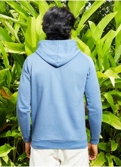 Campus Sutra Men's Electric Blue All I Need Hoodie With Kangaroo Pocket  - Image 5