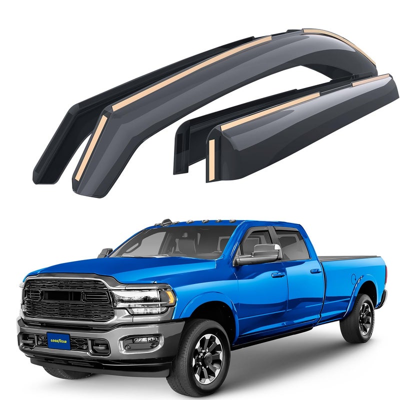 Goodyear Shatterproof inChannel Window Deflectors for Dodge RAM 2500 3500 New Body Style 20192025 Crew Cab Rain Guards Window Visors for Cars Vent Deflector Car Accessories 4 pcs GY003404LPv