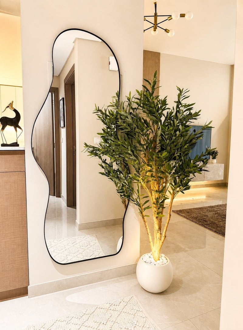 160cm Artificial Olive Tree with Pot, Lifelike Faux Olive Branches, Green Leaves and Fruits with Natural Wooden Trunk for Home, Office, Living Room, Bedroom and Indoor Décor