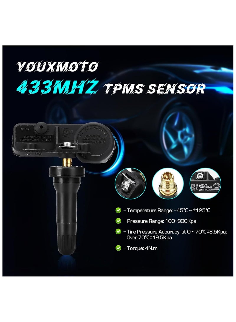 TPMS Tire Pressure Sensor 433MHz Fit 56029398AB, Fit for Jeep Grand Cherokee Wrangler, Fit for Dodge Charger Challenger, Fit for Chrysler/for Fiat/Ram 1500 2500 3500, Fit 68241067AB (4PCS) - Image 3
