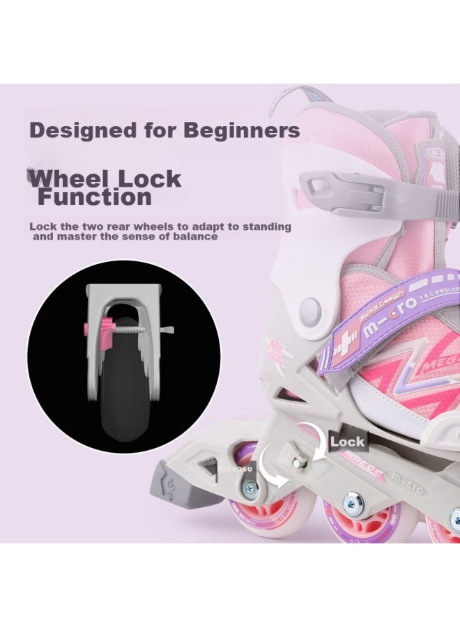 M-cro Children's Roller Skates For Boys And Girls, Inline Skating, Suitable For Primary And Secondary School Students, Mega Pink Package, Size M - Image 2
