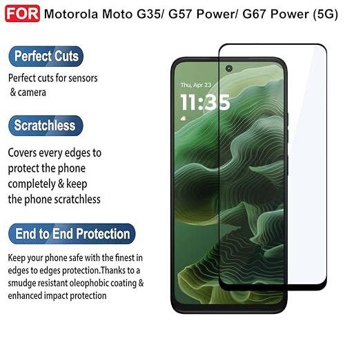 CEDO Motorola Moto G35/ G57 Power/ G67 Power (5G) | Screen Protector Full HD Quality Tempered Glass Anti-Scratch Edge to Edge Coverage with Easy Installation Kit (Black) - Image 2