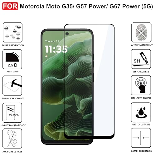 CEDO Motorola Moto G35/ G57 Power/ G67 Power (5G) | Screen Protector Full HD Quality Tempered Glass Anti-Scratch Edge to Edge Coverage with Easy Installation Kit (Black) - Image 3