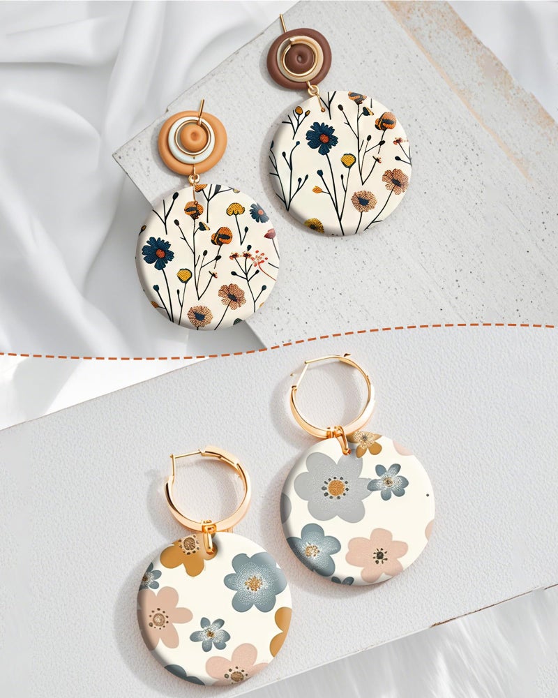 Puocaon Flower Clay Transfer Paper - 18 Pcs Colorful Floral Transfer Sheets for Polymer Clay Jewelry for Flower Earrings Design - Image 3