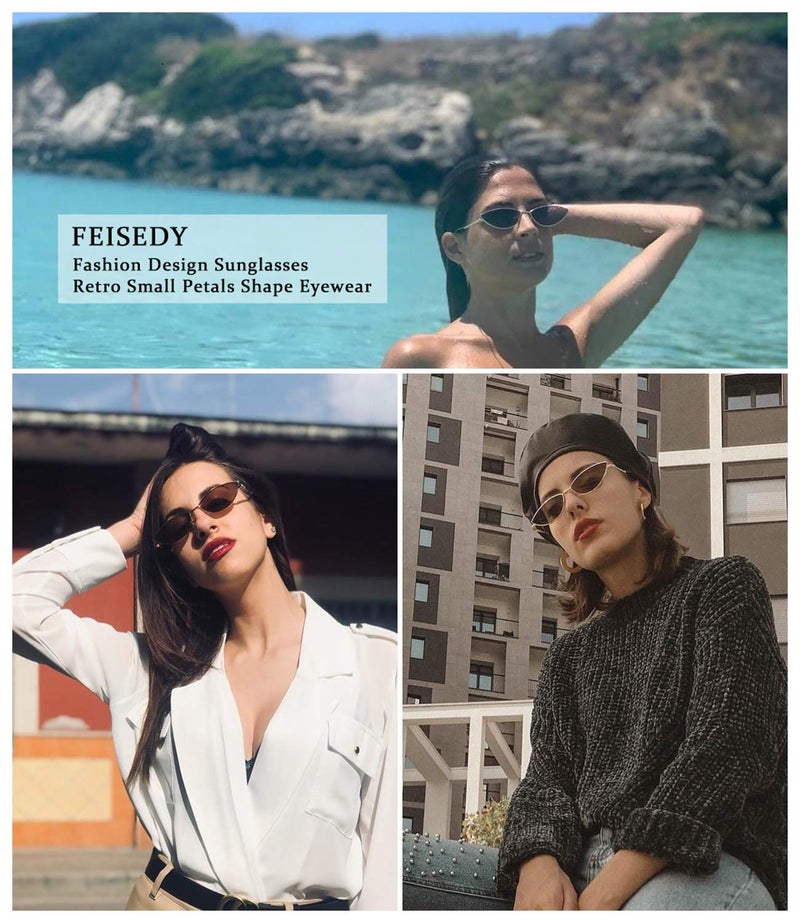 FEISEDY FEISEDY Fashion Designer Sunglasses Retro Small Petals Shape Arc Temple Design B2298  - Image 4