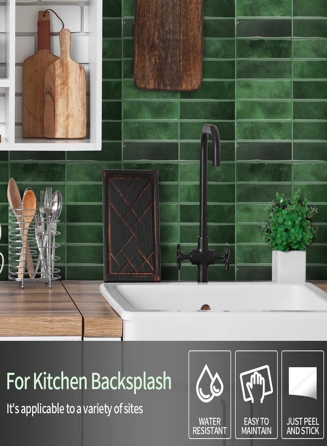 DaGou بلاط جدران ثلاثي الأبعاد DAGOU القابل للالتصاق، ذاتي اللصق، مقاوم للزيت، مقاوم للماء، ألواح جدارية قابلة للإزالة للمطبخ والحمام، تصميم حديث، سهل التركيب (10.7 قدم، 12x9 بوصة، 14 عبوة) (أخضر) - Image 2