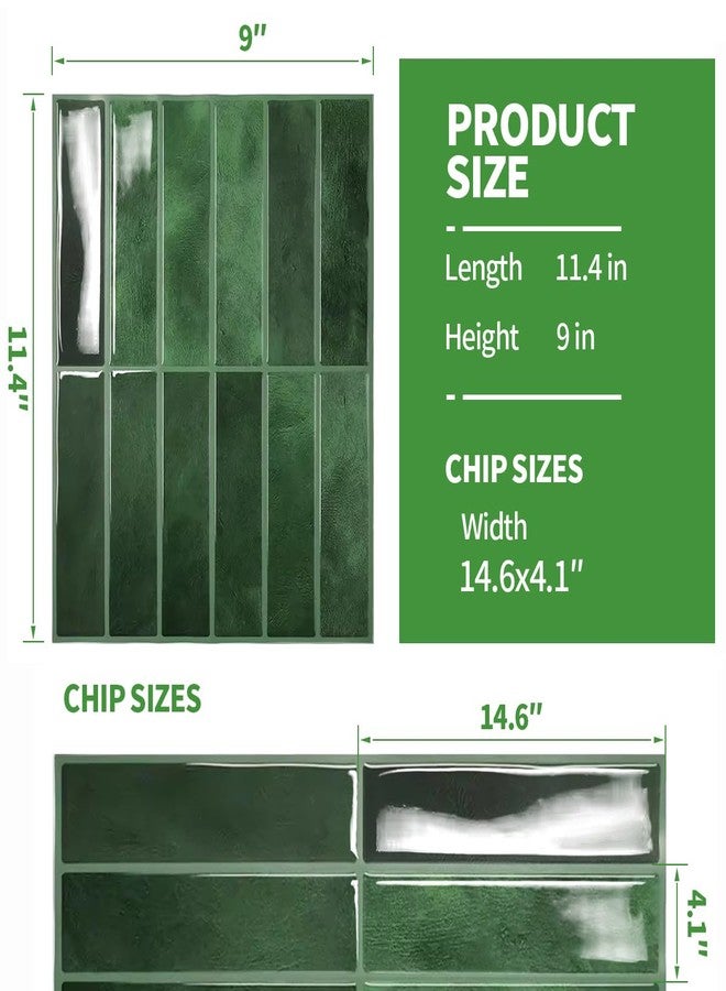 DaGou بلاط جدران ثلاثي الأبعاد DAGOU القابل للالتصاق، ذاتي اللصق، مقاوم للزيت، مقاوم للماء، ألواح جدارية قابلة للإزالة للمطبخ والحمام، تصميم حديث، سهل التركيب (10.7 قدم، 12x9 بوصة، 14 عبوة) (أخضر) - Image 5