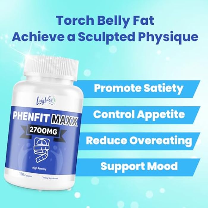 LivLyLuxe مكمل PhenFit-Maxx لفقدان الوزن - مثبط للشهية وحبوب الحمية - معزز لعملية الأيض مع CLA و L-Carnitine، مكملات فقدان الوزن للنساء والرجال - Image 2