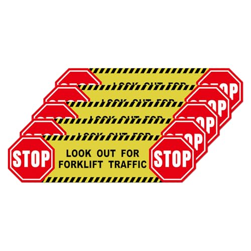 YIKIADA 5 Pack Stop Look Out for Forklift Traffic Floor Sticker 24 6 Inches Caution Warning Safety Sign Self Adhesive Vinyl Waterproof AntiSlip Signage for Construction Site Warehouse Workplace - Image 1