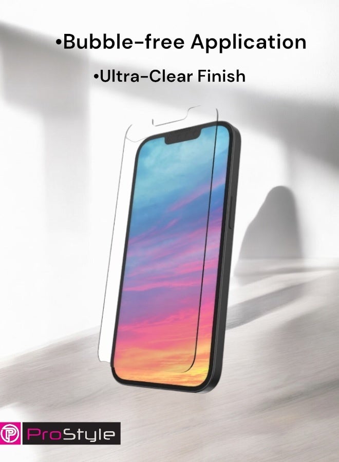 بروستايل واقي شاشة iPhone 13 Pro - زجاج مقسّى عالي الوضوح، صلابة 9H، مضاد للخدش، خالٍ من الفقاعات، مناسب للحافظات، حماية حساسة للمس - Image 2