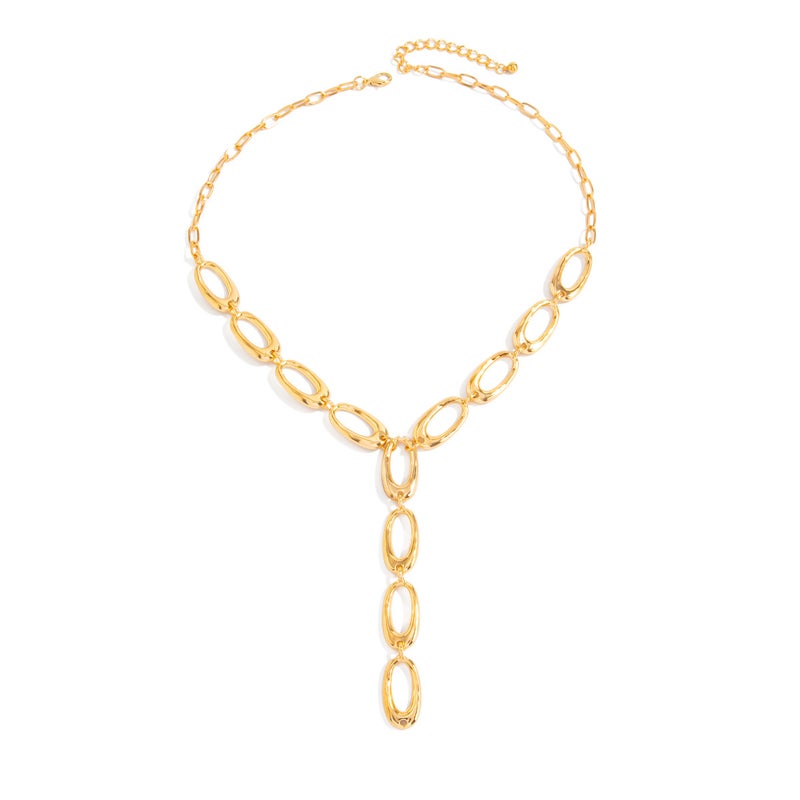 SHIXIN European and American Cross-Border Jewelry: O-Shaped Tassel Necklace with Metal Y-Shaped Cross Chain - Image 5