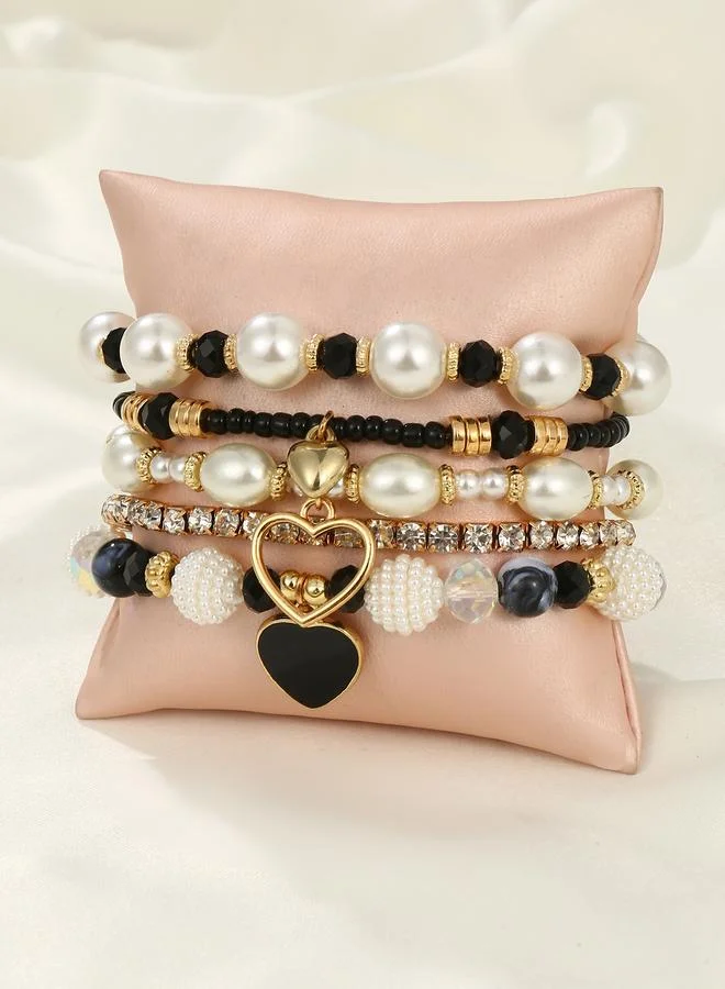 Take Two Pack of 5 - Embellished Faux Pearl Bracelet