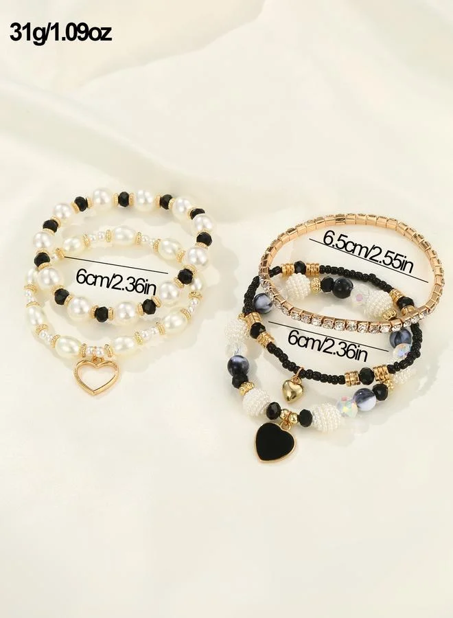 Take Two  Pack of 5 - Embellished Faux Pearl Bracelet for Women | Best Price UAE