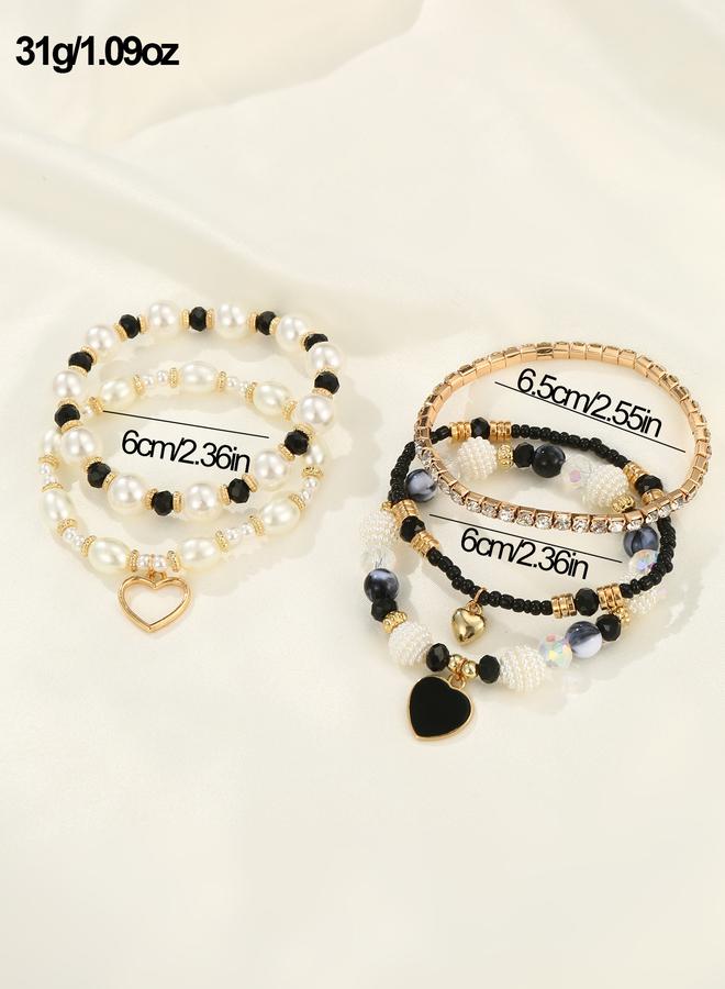 Take Two Pack of 5 - Embellished Faux Pearl Bracelet - Image 4