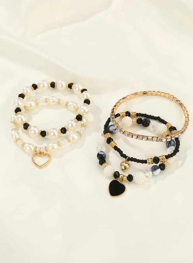 Take Two Pack of 5 - Embellished Faux Pearl Bracelet