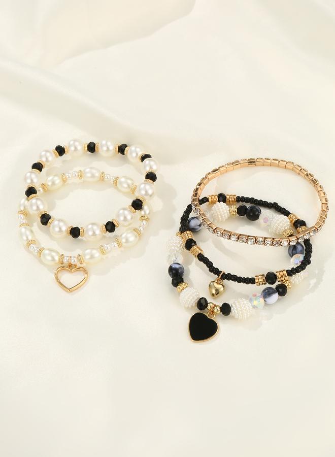 Take Two Pack of 5 - Embellished Faux Pearl Bracelet - Image 2